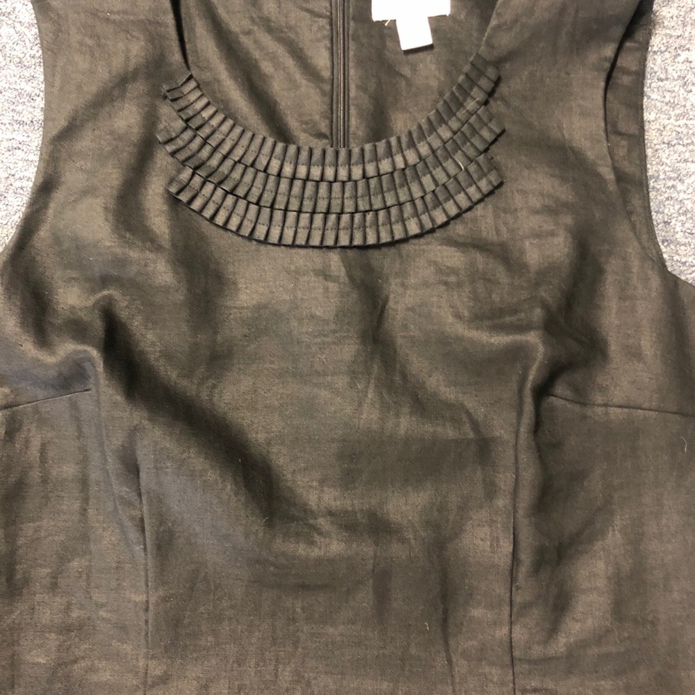 KIM ROGERS BLACK LINEN SHEATH DRESS RUFFLE 16 - Picture 2 of 5
